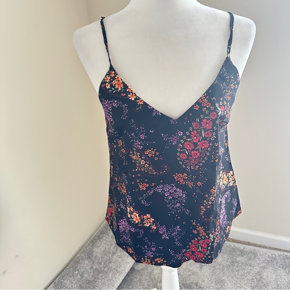 Forever 21 Small Floral Cami Top | Black Multi Spaghetti Strap Tank  NWT